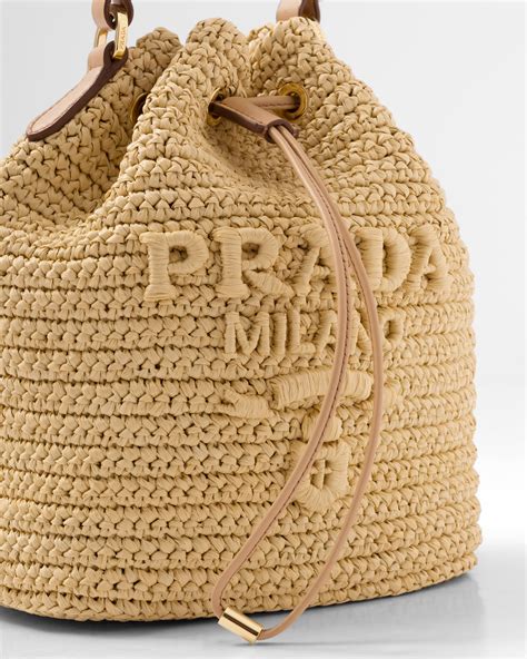 prada raffia bucket